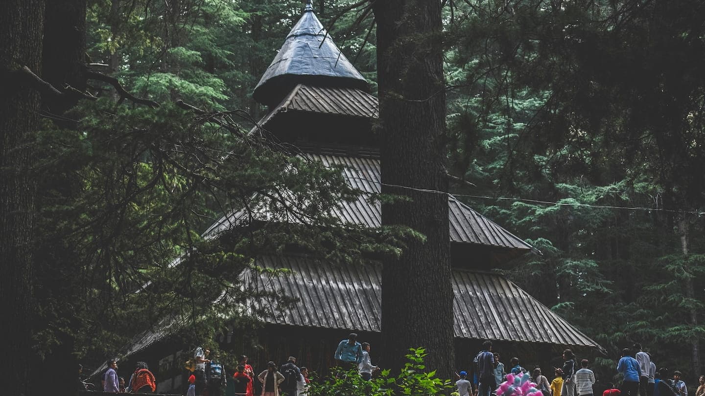 View of Manali surrounded by cedar forests and Himalayan peaks